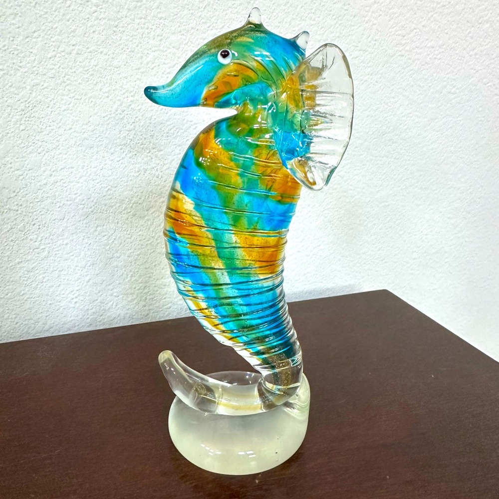 Colorful Glass Seahorse Sculpture